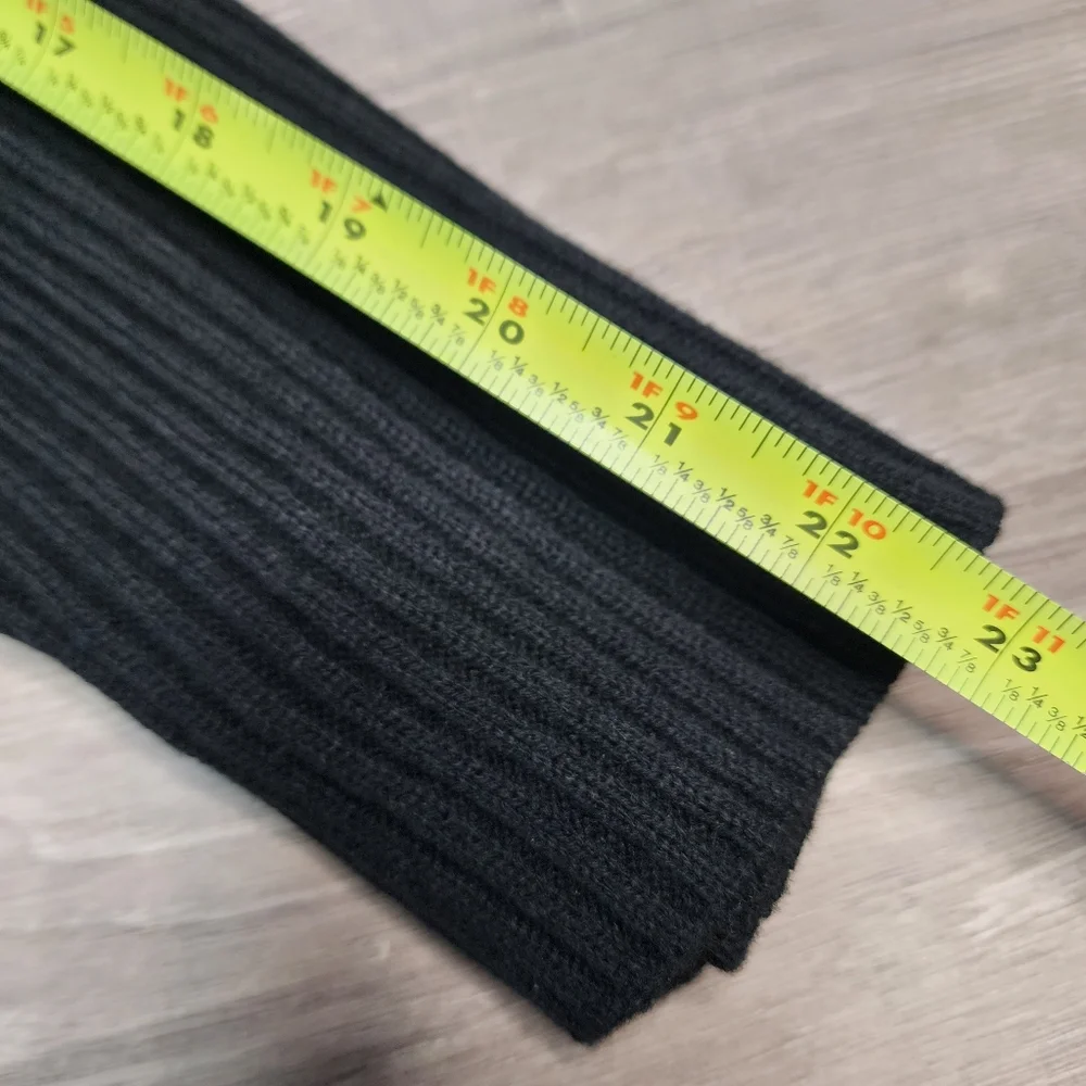 SEEU Black Ribbed Knit Faux Fur Button Down Sweater Jacket - Picture 8 of 16